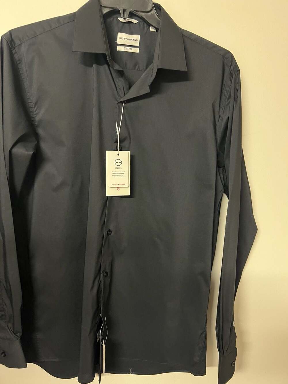 Lucky Brand Black Slim Fit Stretch Dress Shirt